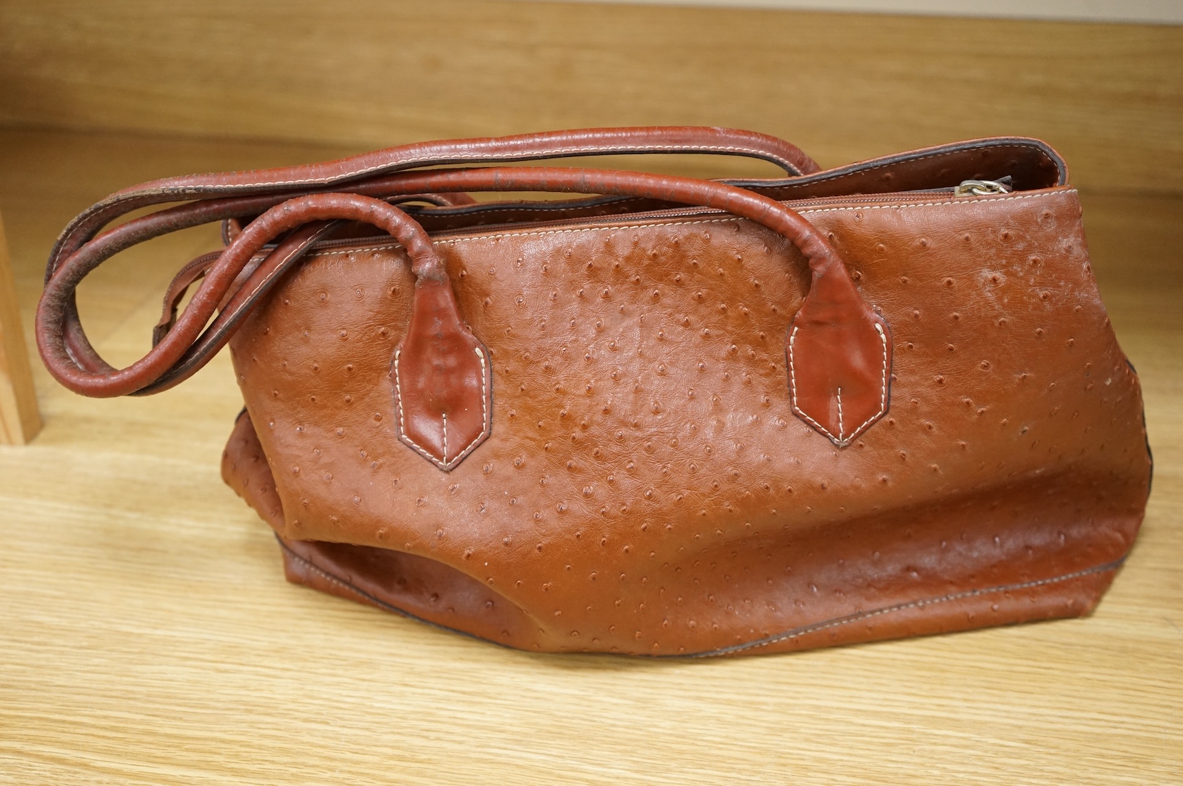 A Marc by Marc Jacobs Standard Supply handbag and an ostrich skin hand bag largest approximately 40cm wide